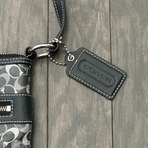 Coach Black & Gray Signature File Cross Body Bag Style #C1168-F17120 - Picture 5 of 16